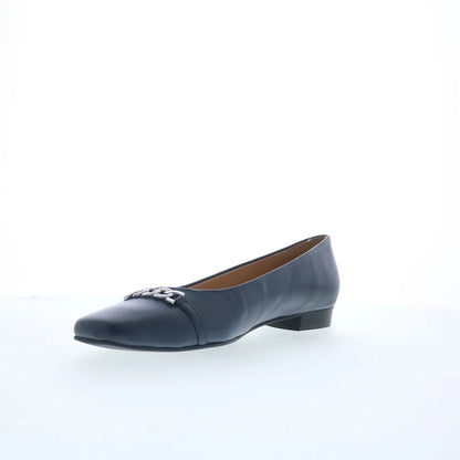 Trotters Harmony T2250-400 Womens Blue Leather Slip On Ballet Flats Shoes