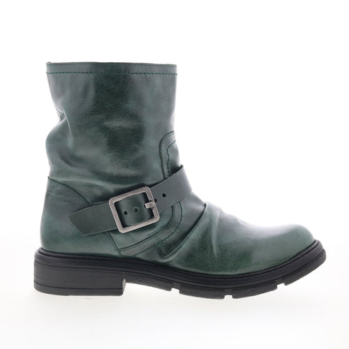 Miz Mooz Holdyn Womens Green Leather Zipper Casual Dress Boots