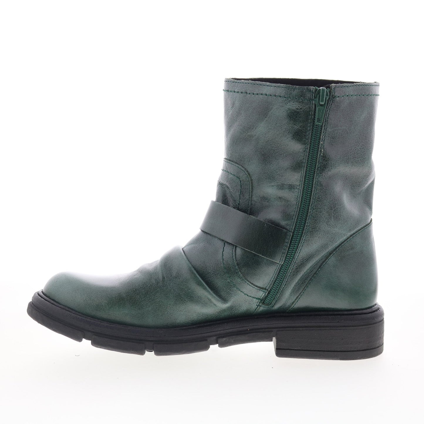 Miz Mooz Holdyn Womens Green Leather Zipper Casual Dress Boots