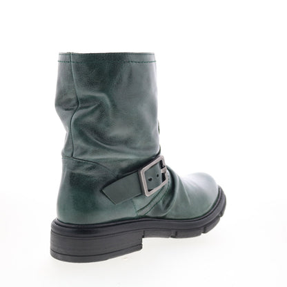 Miz Mooz Holdyn Womens Green Leather Zipper Casual Dress Boots