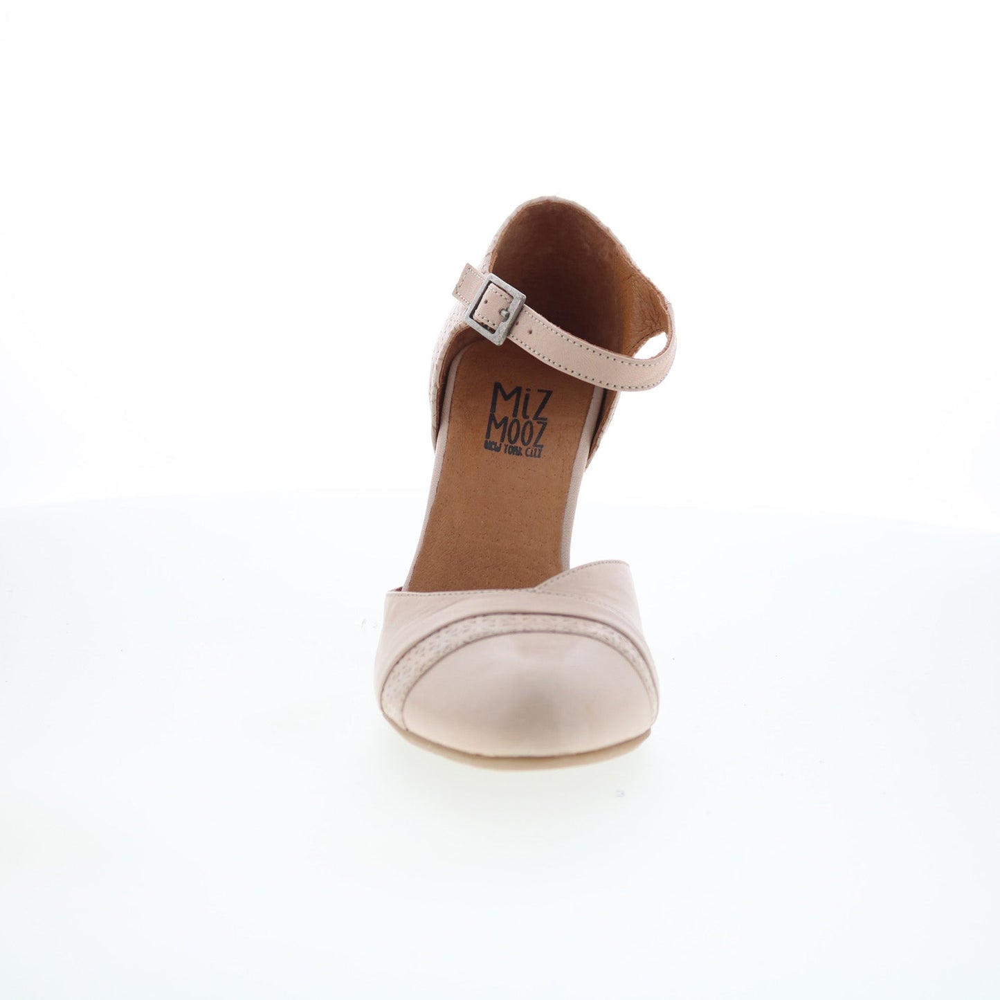 Miz Mooz Jay-Eu Womens Beige Leather Hook & Loop Strap Heels Shoes