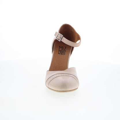 Miz Mooz Jay-Eu Womens Beige Leather Hook & Loop Strap Heels Shoes
