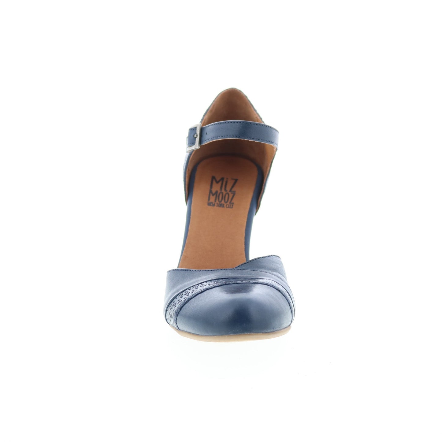 Miz Mooz Jay-EU Womens Blue Leather Hook & Loop Strap Heels Shoes