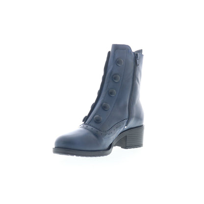 Miz Mooz Jozie Womens Blue Leather Zipper Ankle & Booties Boots