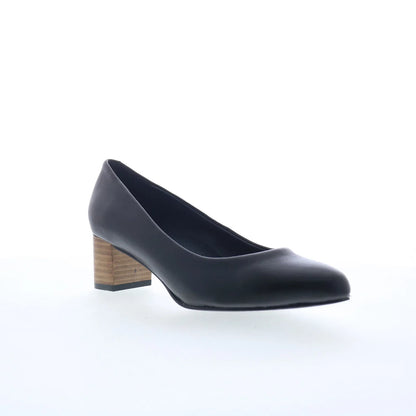 Trotters Kari T1856-087 Womens Black Leather Slip On Pumps Heels Shoes