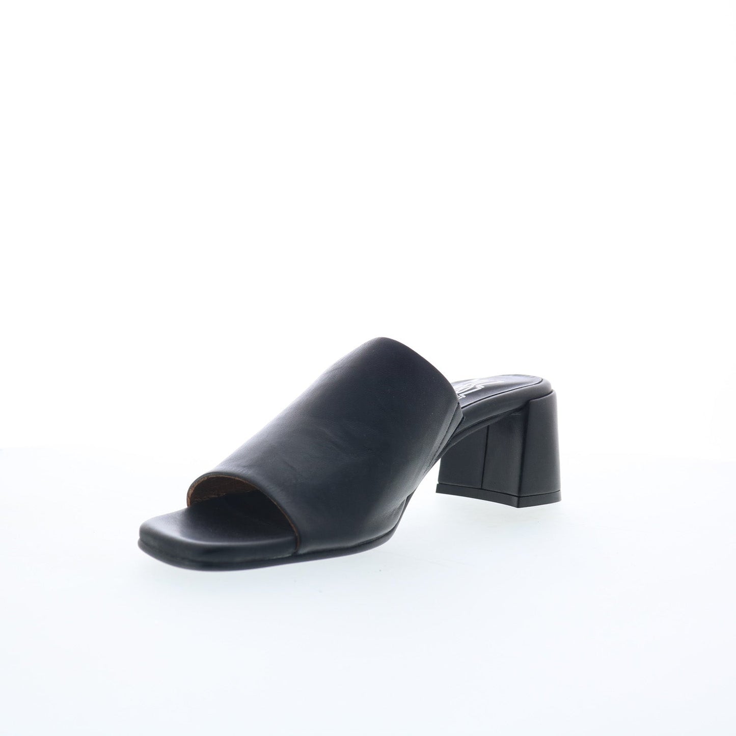 Miz Mooz Kaye Womens Black Leather Slip On Heeled Sandals Shoes