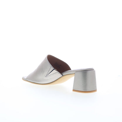 Miz Mooz Kaye Womens Gray Leather Slip On Heeled Sandals Shoes