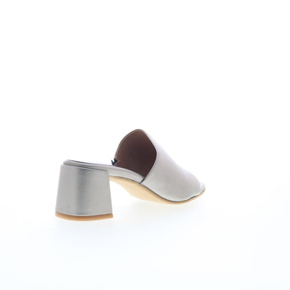 Miz Mooz Kaye Womens Gray Leather Slip On Heeled Sandals Shoes