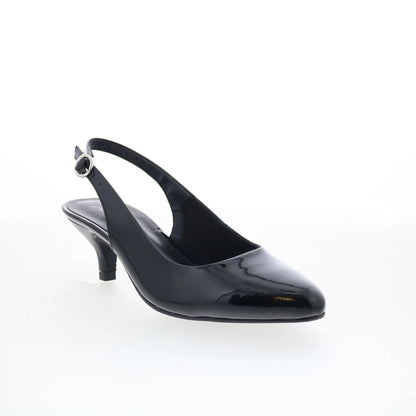 Trotters Keely T1907-005 Womens Black Patent Leather Slingback Heels Shoes