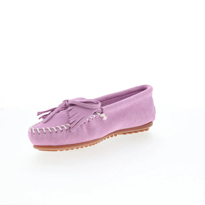 Minnetonka Kilty 406PW Womens Purple Wide Suede Slip On Loafer Flats Shoes