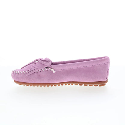 Minnetonka Kilty 406PW Womens Purple Wide Suede Slip On Loafer Flats Shoes