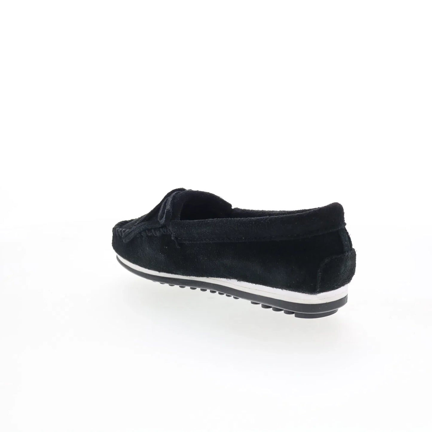 Minnetonka Kilty Plus 4300 Womens Black Suede Slip On Loafer Flats Shoes