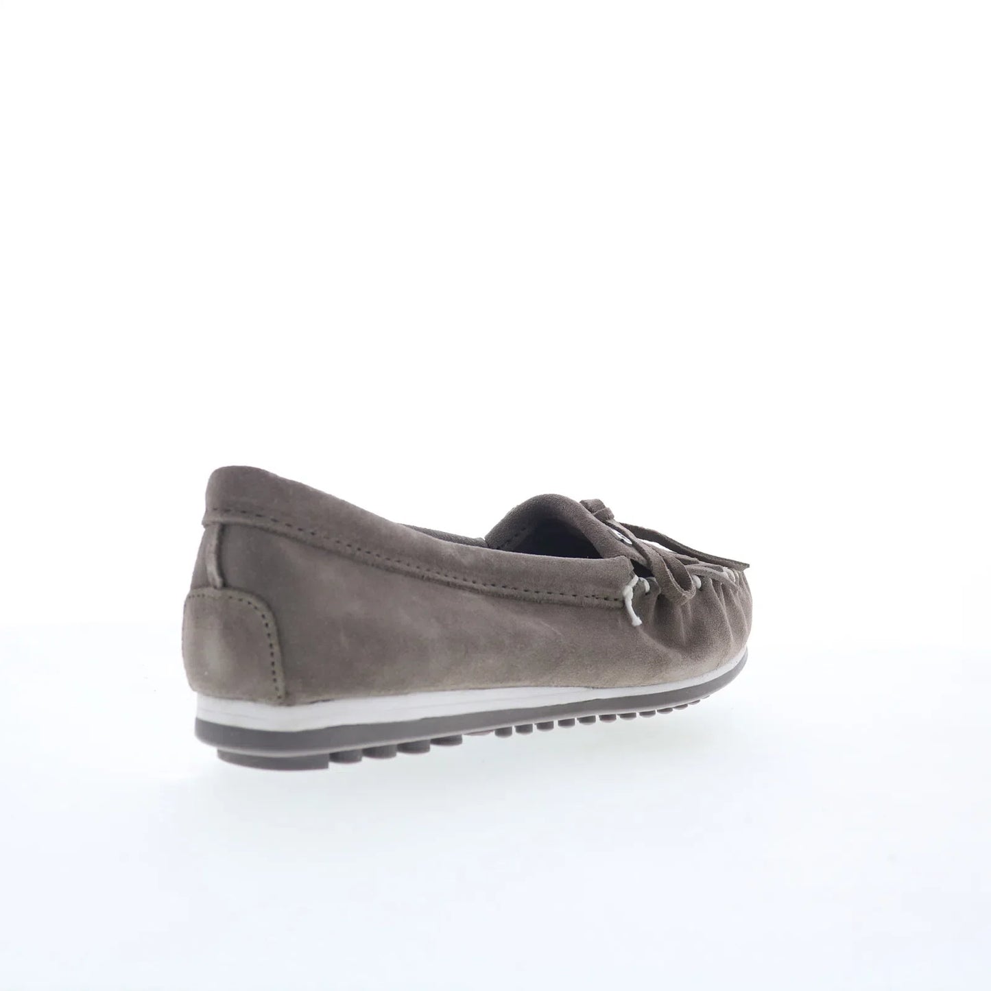 Minnetonka Kilty Plus 4301 Womens Gray Suede Slip On Loafer Flats Shoes