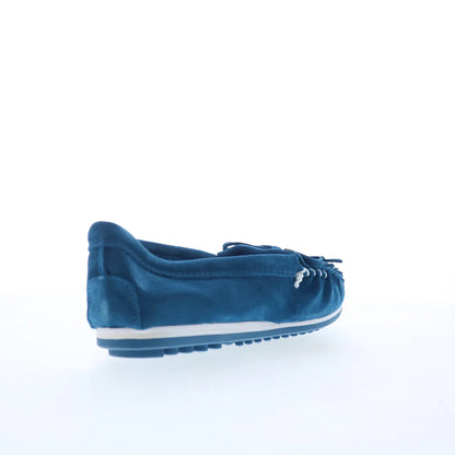 Minnetonka Kilty Plus 4313 Womens Blue Suede Slip On Loafer Flats Shoes
