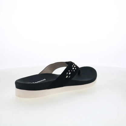 Spenco Laguna Stud SP1139BLK Womens Black Suede Flip-Flops Sandals Shoes