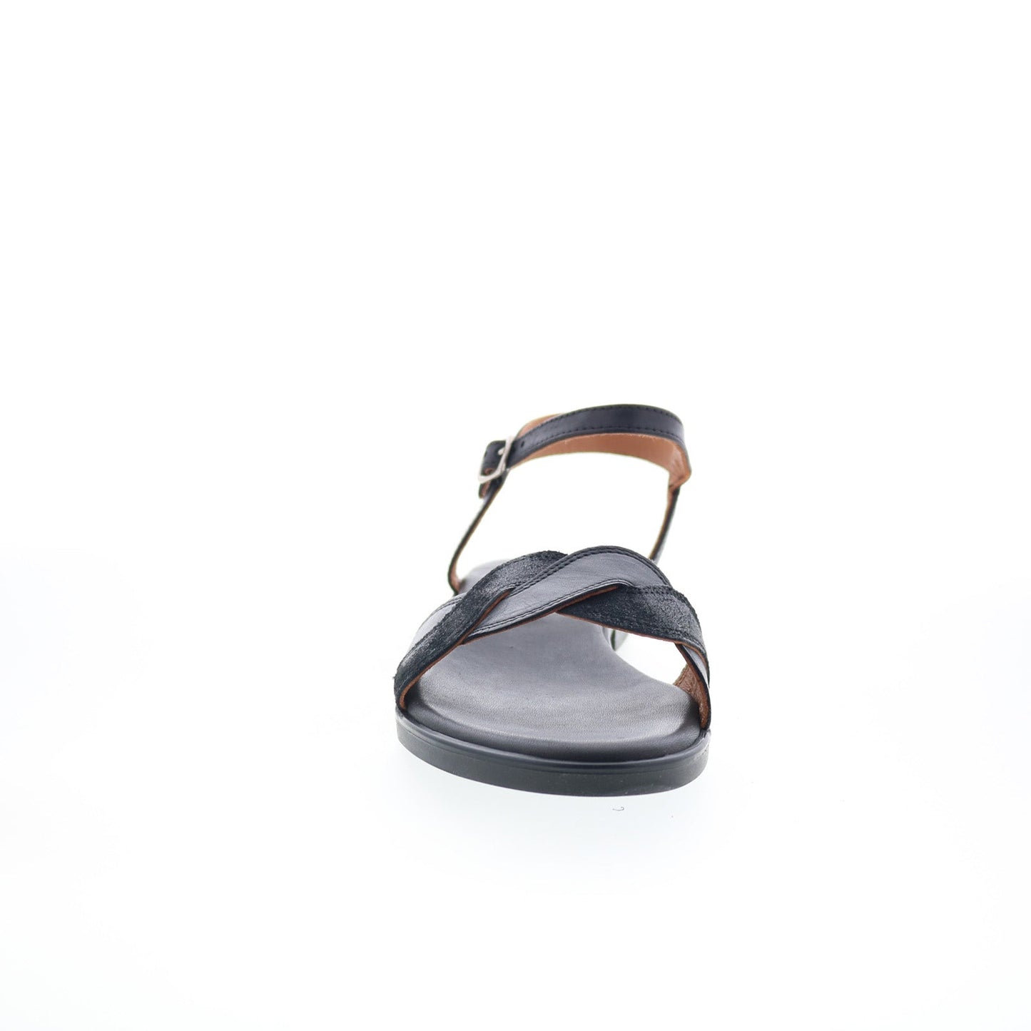 Miz Mooz Lakelyn Womens Black Leather Hook & Loop Strap Sandals Shoes