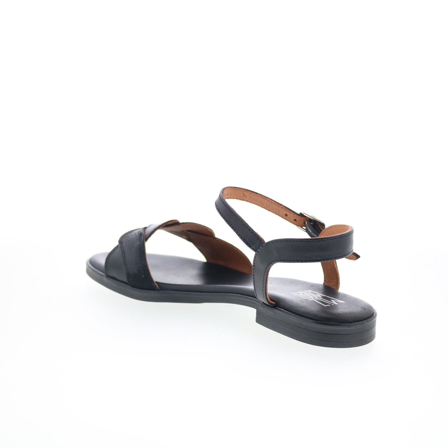 Miz Mooz Lakelyn Womens Black Leather Hook & Loop Strap Sandals Shoes