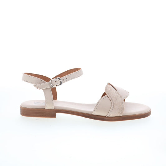 Miz Mooz Lakelyn Womens Beige Leather Hook & Loop Strap Sandals Shoes