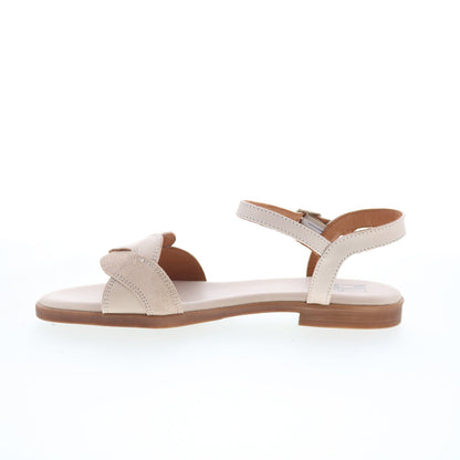 Miz Mooz Lakelyn Womens Beige Leather Hook & Loop Strap Sandals Shoes