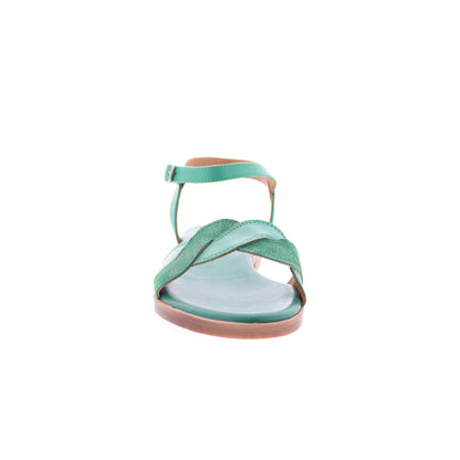 Miz Mooz Lakelyn Womens Green Leather Hook & Loop Strap Sandals Shoes
