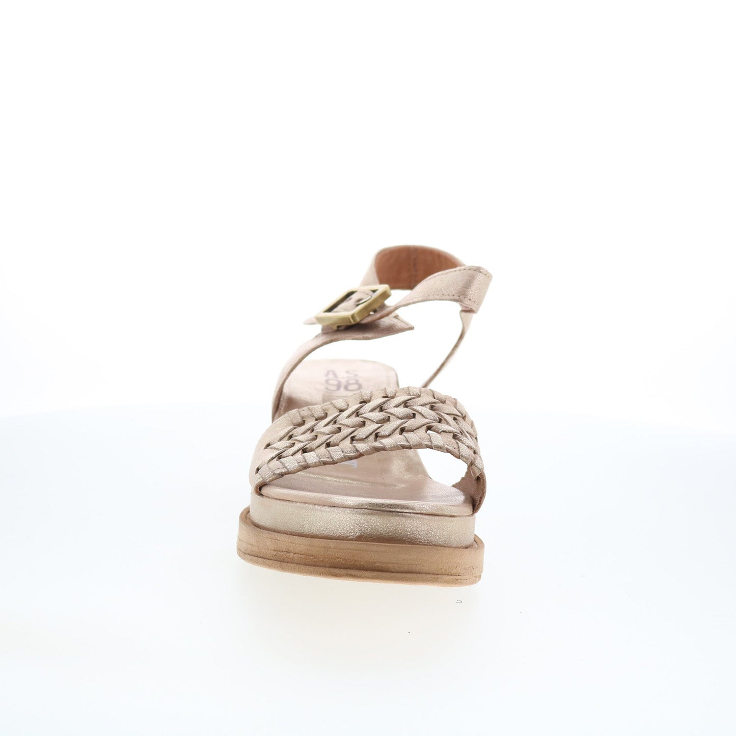 A.S. 98 Landon Womens Gold Leather Hook & Loop Strap Sandals Shoes