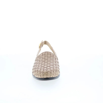 Trotters Lena T2009-126 Womens Beige Leather Slip On Slingback Flats Shoes