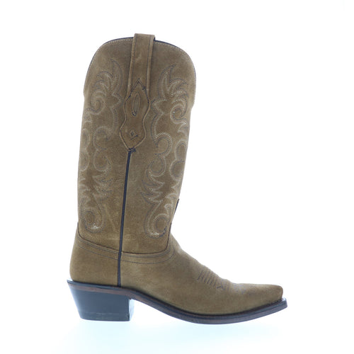 Jama Old West LF1536 Womens Brown Suede Slip On Cowboy Western Boots