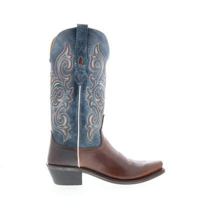 Jama Old West LF1556 Womens Brown Leather Slip On Cowboy Western Boots