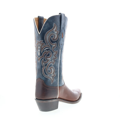 Jama Old West LF1556 Womens Brown Leather Slip On Cowboy Western Boots
