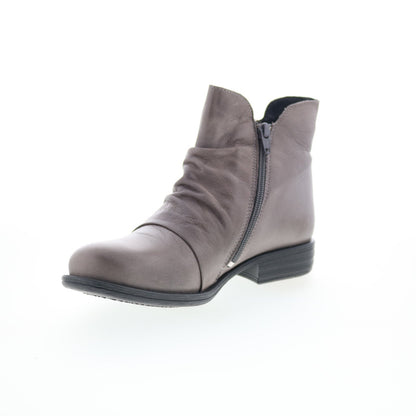 Miz Mooz Logic-EU Womens Gray Leather Zipper Ankle & Booties Boots