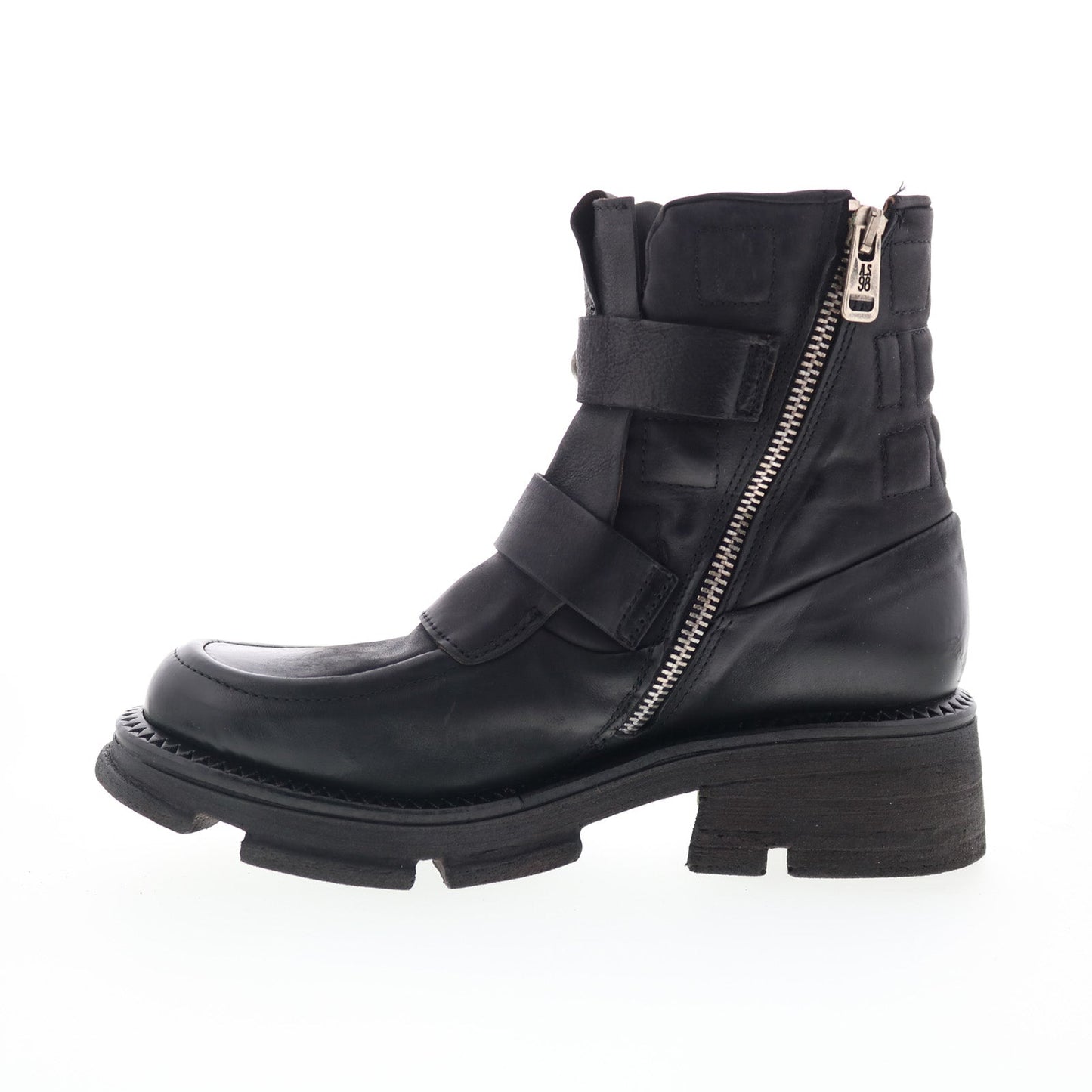 A.S. 98 Loman Womens Black Leather Zipper Casual Dress Boots