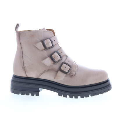 Miz Mooz Lorra Womens Beige Leather Zipper Casual Dress Boots