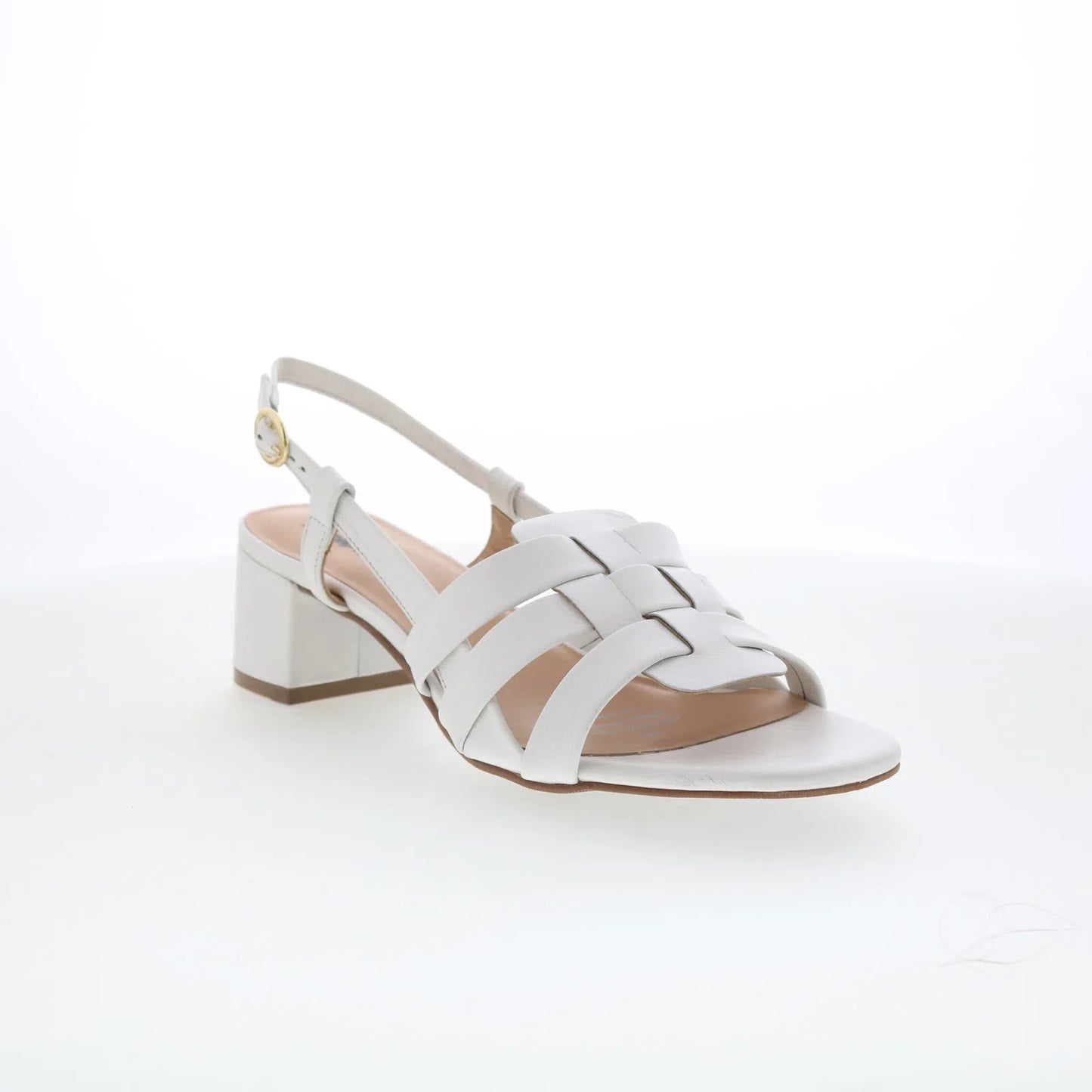 Trotters Luna T2313-100 Womens White Leather Heeled Sandals Shoes