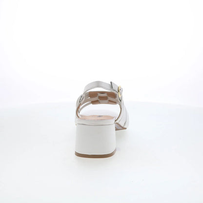 Trotters Luna T2313-100 Womens White Leather Heeled Sandals Shoes