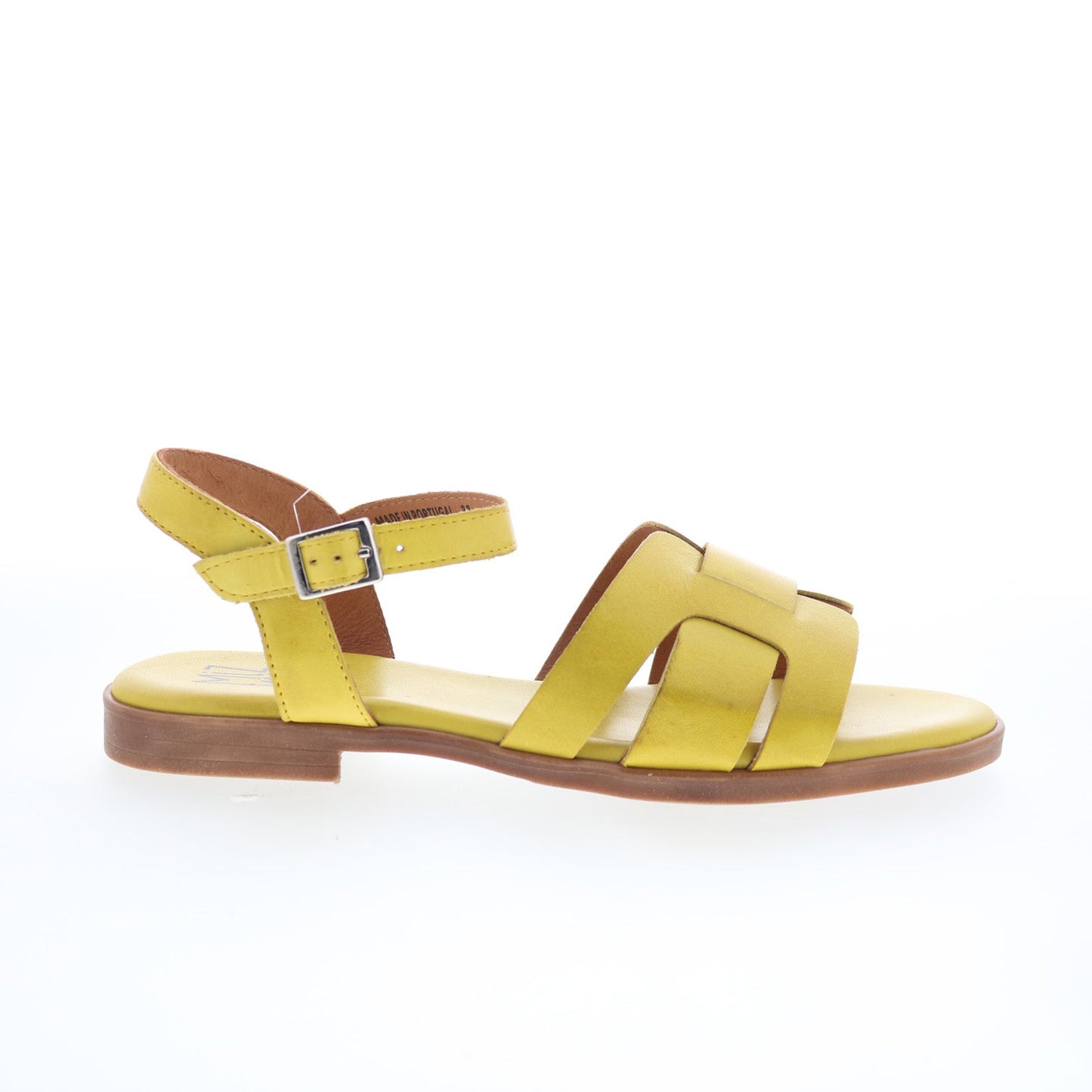Miz Mooz Luxor Womens Yellow Leather Hook & Loop Strap Sandals Shoes