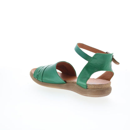 Miz Mooz Marabel Womens Green Leather Hook & Loop Strap Sandals Shoes