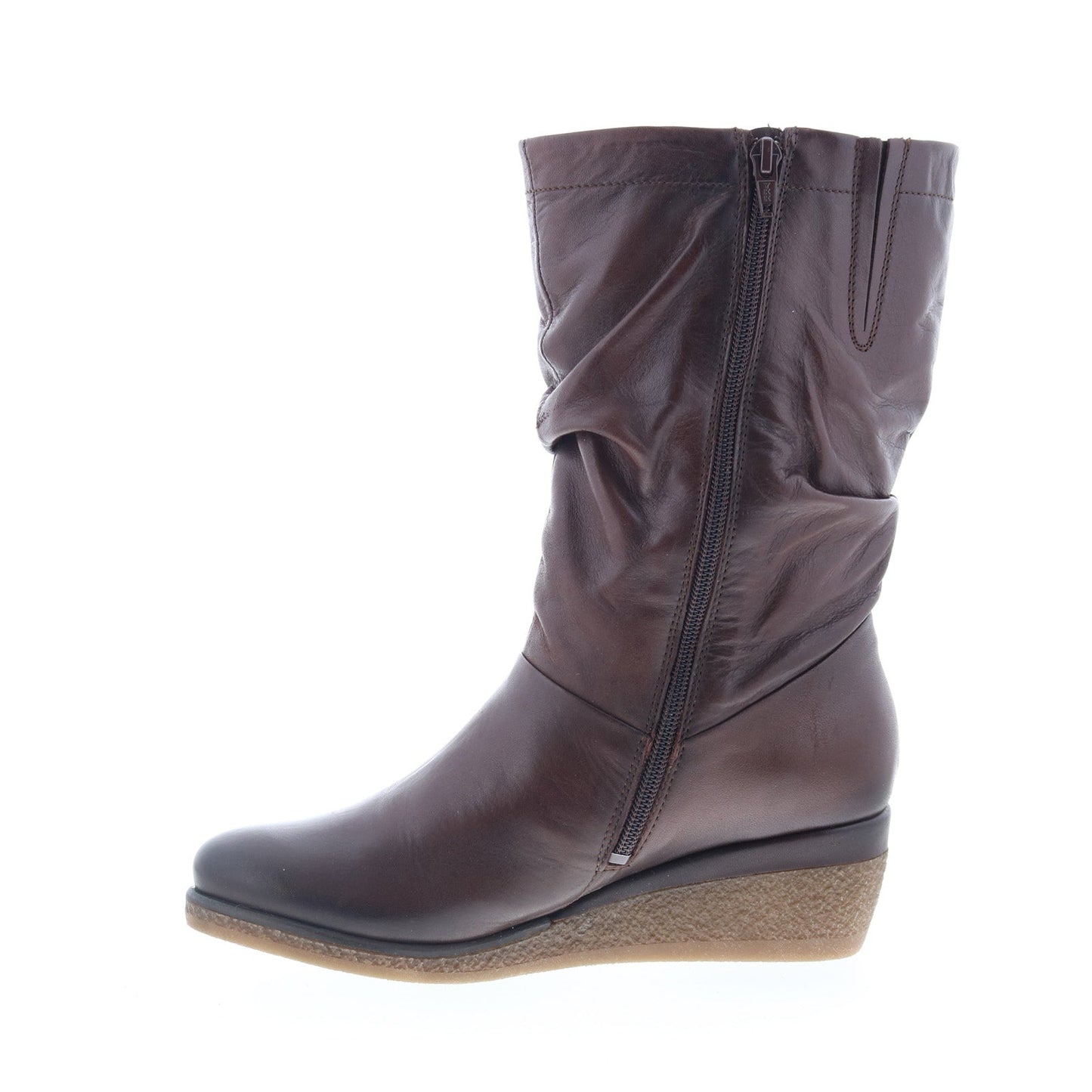 Miz Mooz Martina-MM Womens Brown Leather Zipper Casual Dress Boots