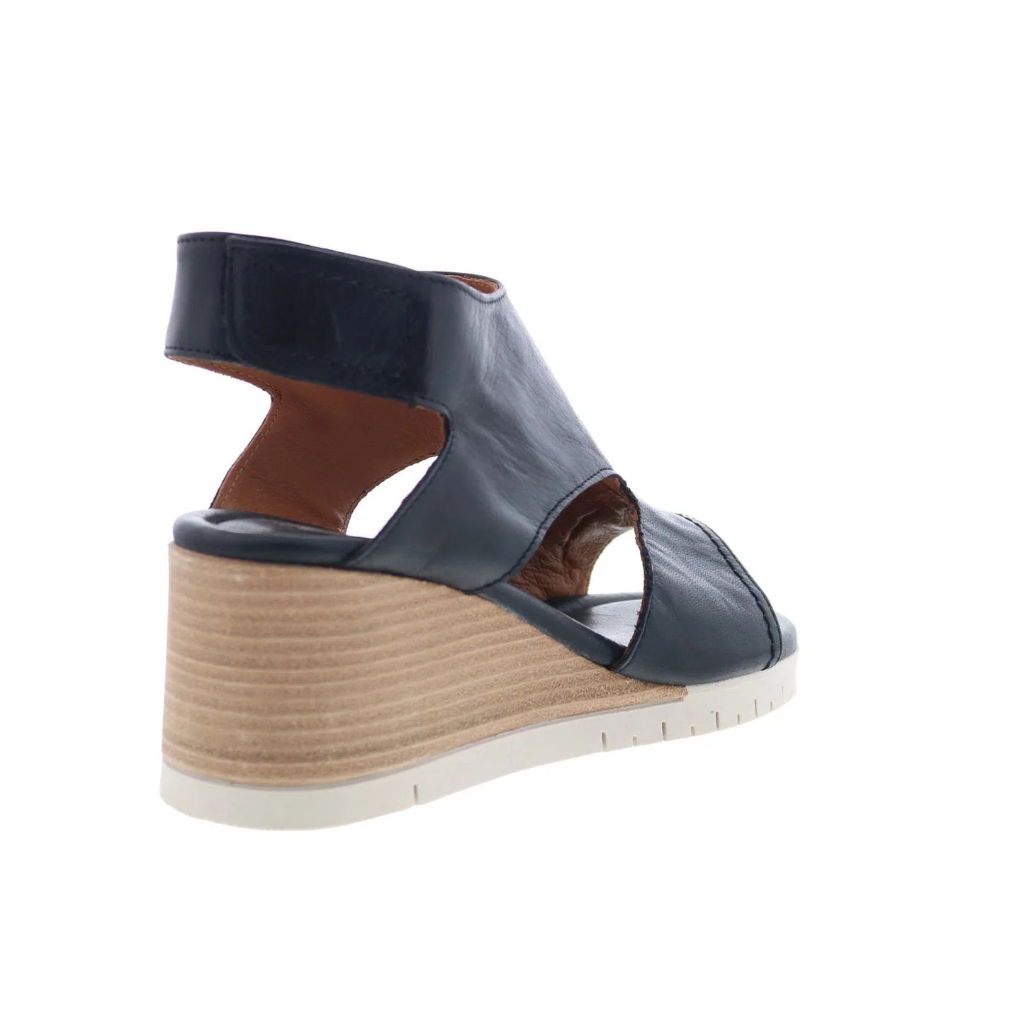 Miz Mooz Meredyth Womens Black Leather Strap Wedges Sandals Shoes