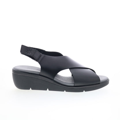 Fly London Nabi NABI058FLY-002 Womens Black Leather Slingback Sandals Shoes