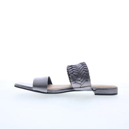 Trotters Nalane T2425-033 Womens Gray Leather Slip On Slides Sandals Shoes