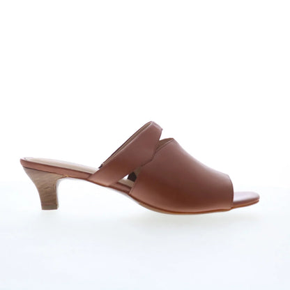 Trotters Ninette T2518-215 Womens Brown Leather Slip On Heeled Sandals Shoes