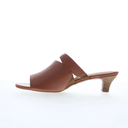 Trotters Ninette T2518-215 Womens Brown Leather Slip On Heeled Sandals Shoes