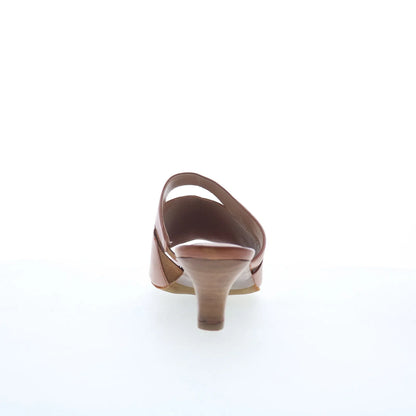 Trotters Ninette T2518-215 Womens Brown Leather Slip On Heeled Sandals Shoes