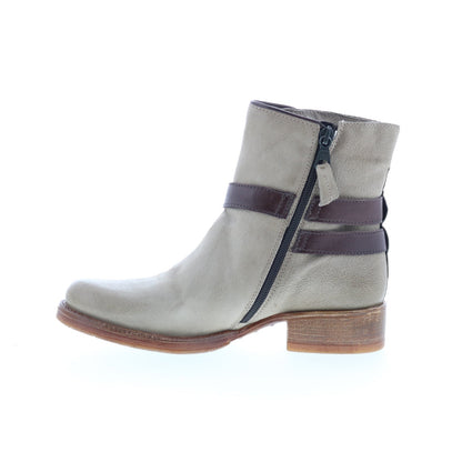 Miz Mooz Novo Womens Gray Leather Zipper Casual Dress Boots