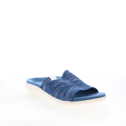 Spenco Odessa Fauna SP1245DBL Womens Blue Canvas Slides Sandals Shoes