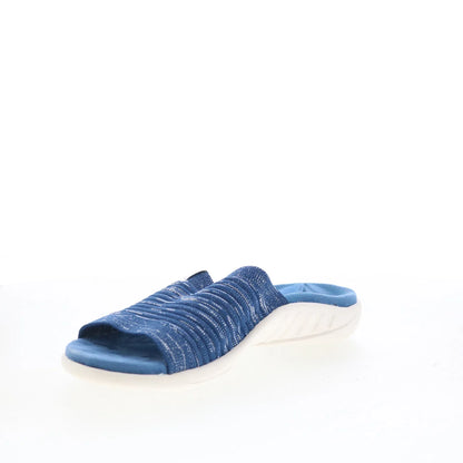 Spenco Odessa Fauna SP1245DBL Womens Blue Canvas Slides Sandals Shoes