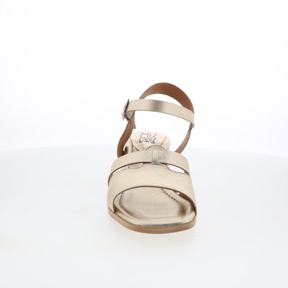 Miz Mooz Olyssa Womens Gold Leather Hook & Loop Heeled Sandals Shoes