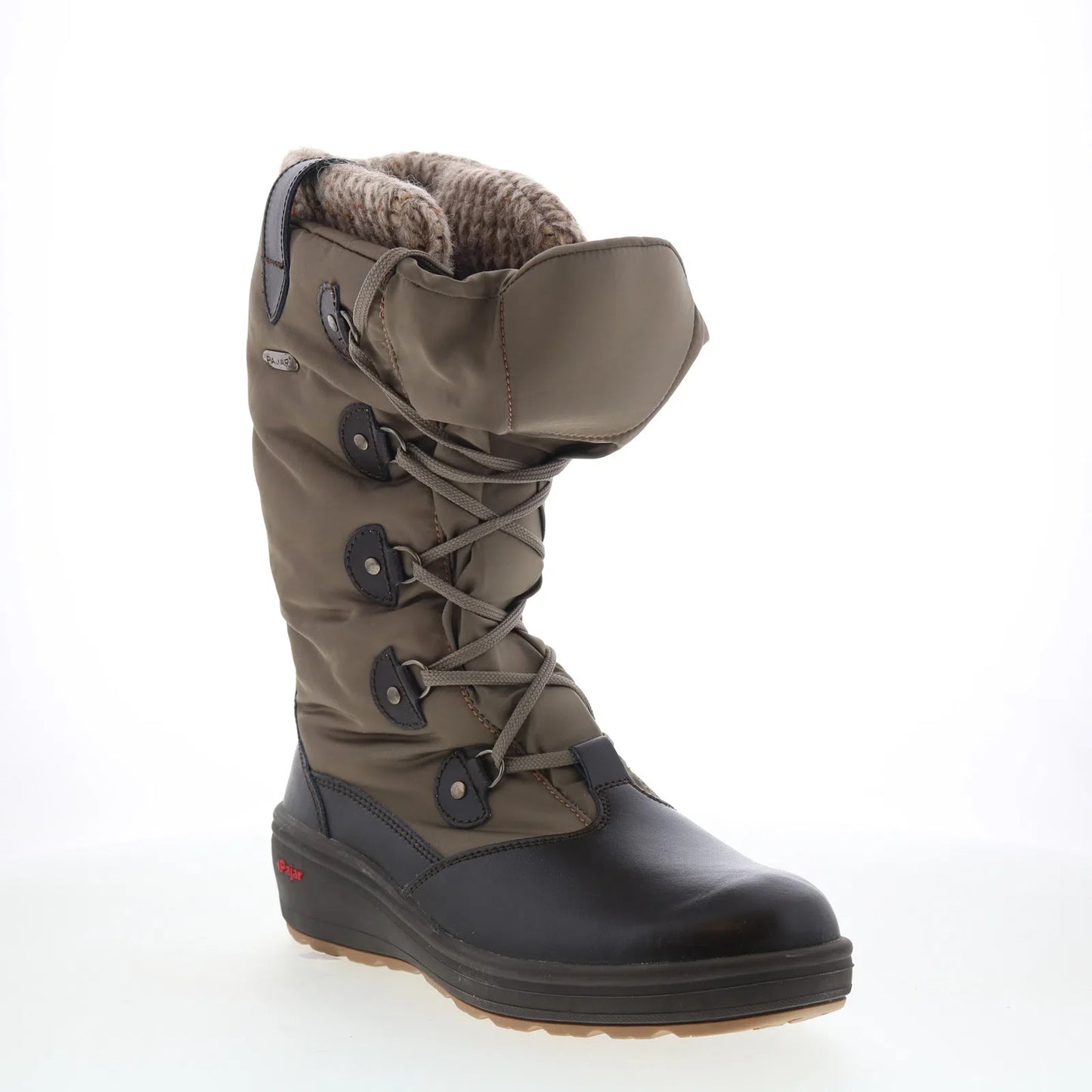 Pajar Oria 54671 Womens Brown Canvas Lace Up Mid Calf Boots