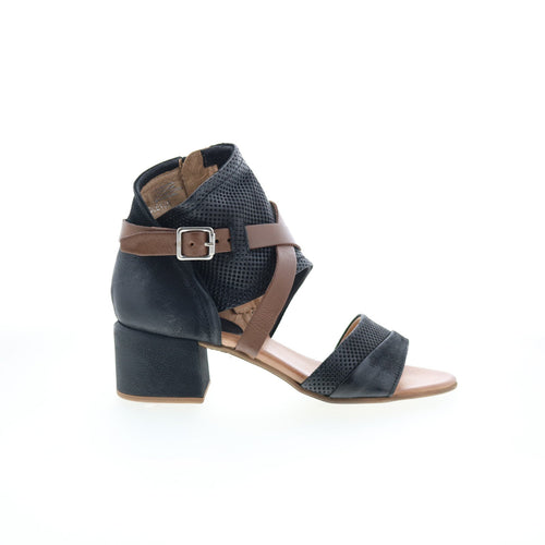 Miz Mooz Brandy P13006-102-0002 Womens Black Leather Heeled Sandals Shoes