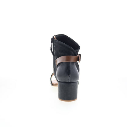 Miz Mooz Brandy P13006-102-0002 Womens Black Leather Heeled Sandals Shoes
